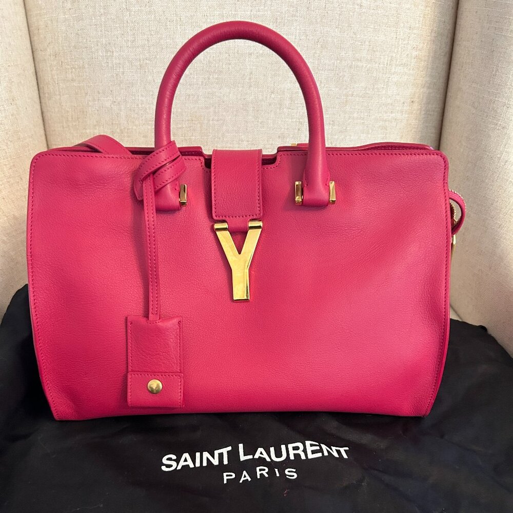 Saint Laurent Calfskin Classic Y Cabas Handbag Pink